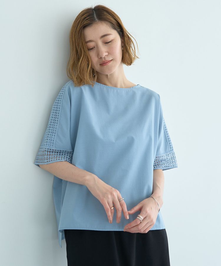 YECCA VECCA「レースMIXドルマンブラウス」|シャツ・ブラウス|Blue