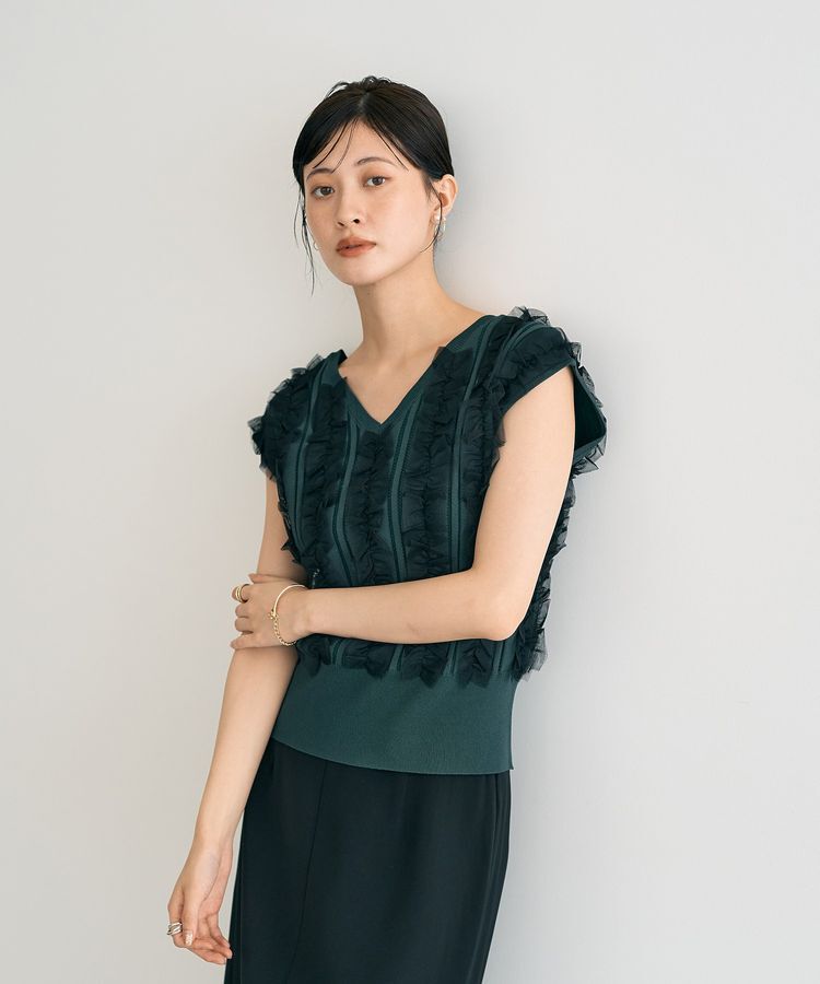 YECCA VECCA「2wayチュールフリルニット」|ニット・セーター|