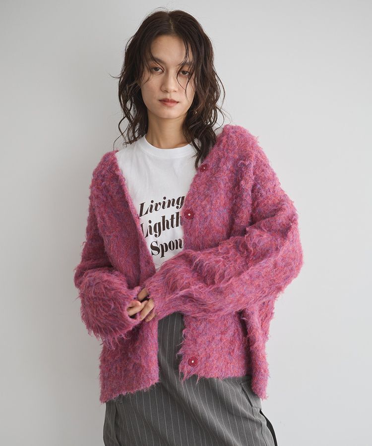 GARAGE OF GOOD CLOTHING「シャギーVニットカーディガン」|カーディガン|Red