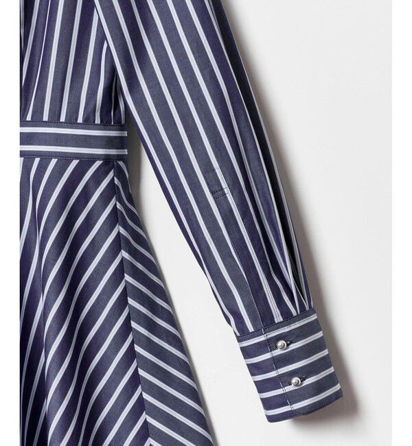 allureville「ストライプアシメフレアシャツワンピース」|ワンピース|