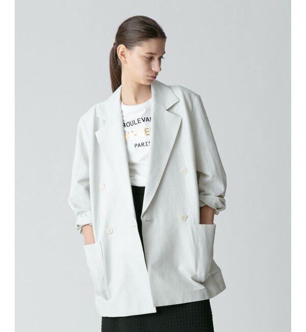 allureville「リネンスラブビックショルダージャケット」|テーラードジャケット|