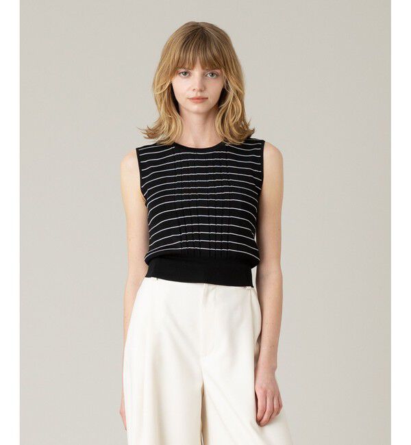 LOULOU WILLOUGHBY「《ドラマ着用》【LOULOU WILLOUGHBY】ブライトレーヨンリブタンク」|ニット・セーター|ブラック系