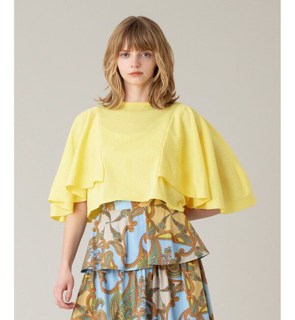 LOULOU WILLOUGHBY「【LOULOU WILLOUGHBY】ミニ丈フレアスリーブプルオーバー」|ニット・セーター|