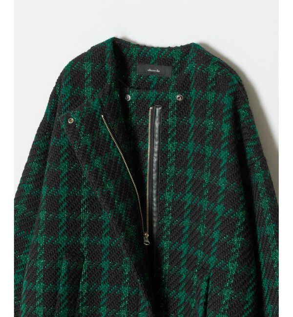 allureville「ジオリカチェックジップブルゾン」|ノーカラーコート|