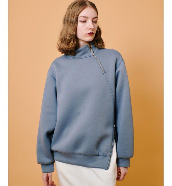 allureville「ボンディングアシンメトリーZIP プルオーバー」|スウェット・ジャージ|