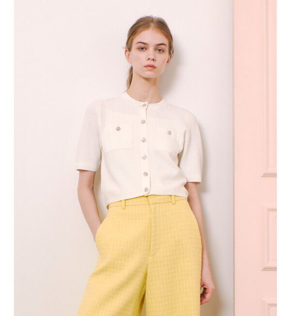 LOULOU WILLOUGHBY「【LOULOU WILLOUGHBY】ポケット付半袖カーディガン」|カーディガン|オフホワイト