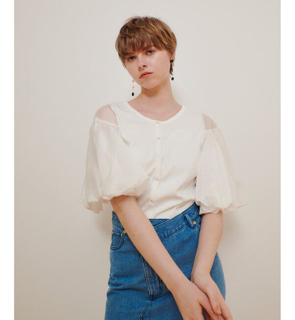 allureville「フライスコンビボリュームスリーブプルオーバー」|Tシャツ・カットソー|