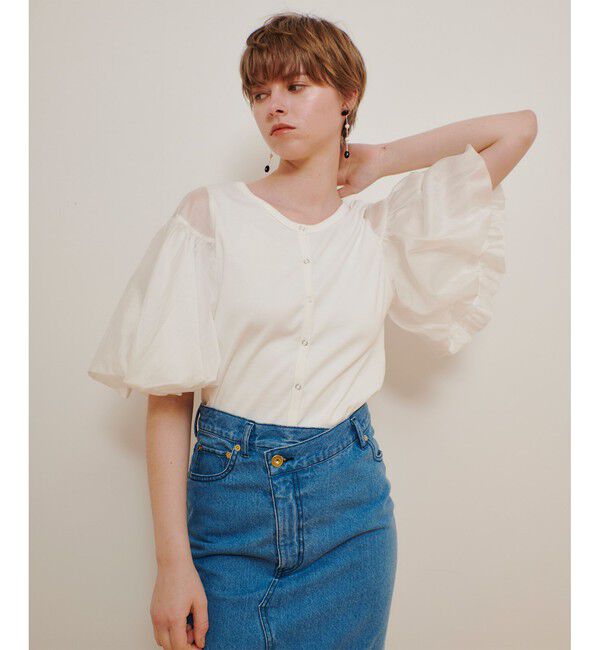 allureville「フライスコンビボリュームスリーブプルオーバー」|Tシャツ・カットソー|