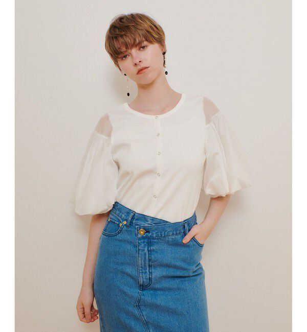 allureville「フライスコンビボリュームスリーブプルオーバー」|Tシャツ・カットソー|