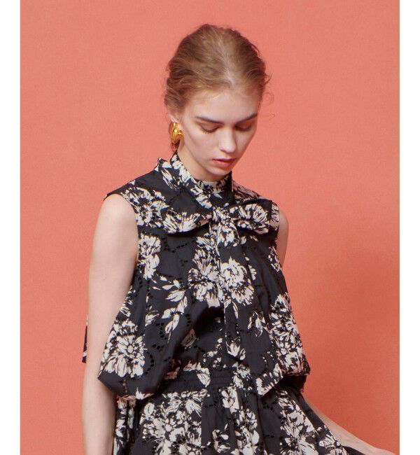 LOULOU WILLOUGHBY「【LOULOU WILLOUGHBY】モノトーンフラワー刺繍ブラウス」|シャツ・ブラウス|