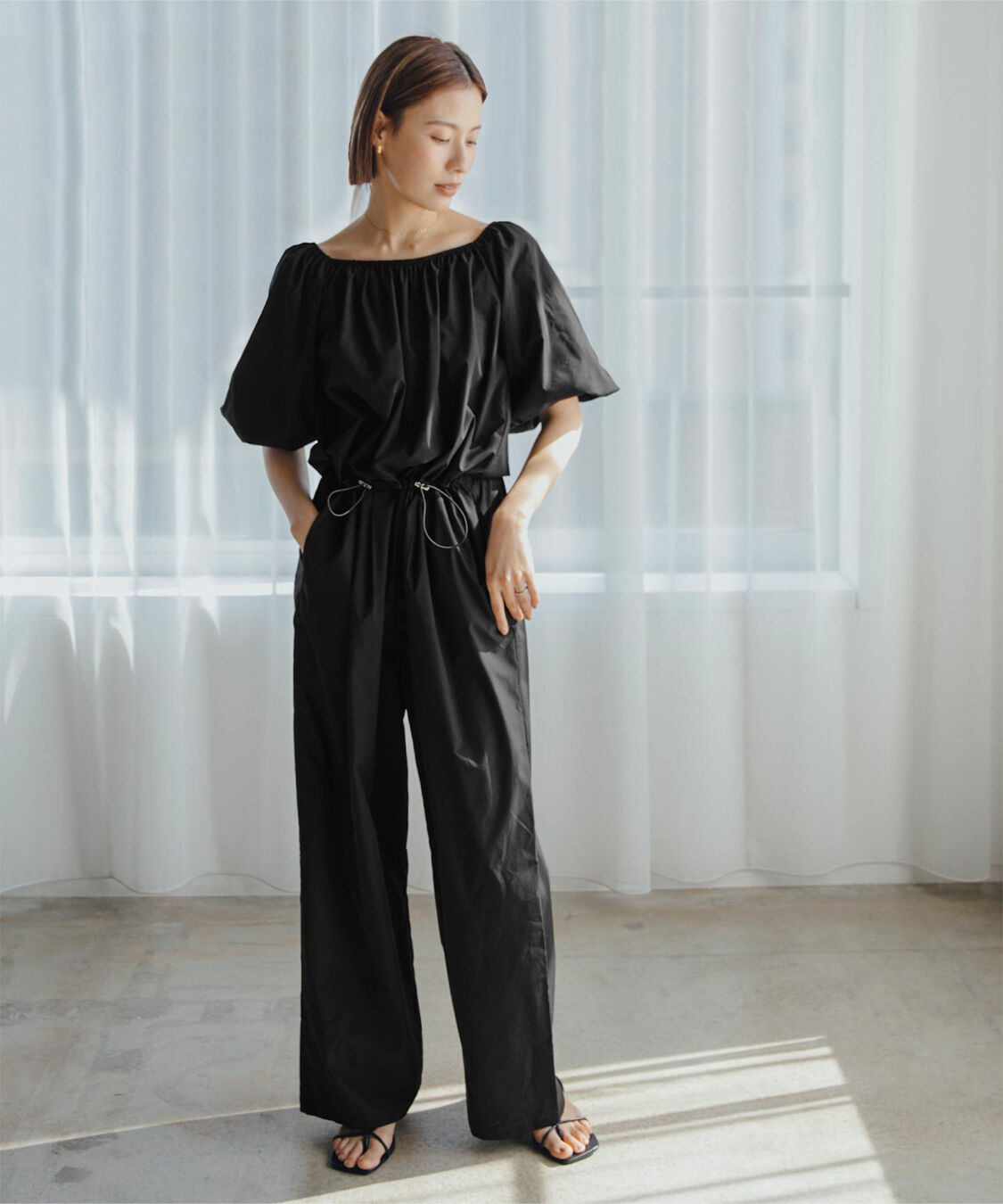 ur's「【黒川翼さんコラボアイテム】バルーンスリーブオールインワン/ラッシュガード」|コンビネゾン|ブラック