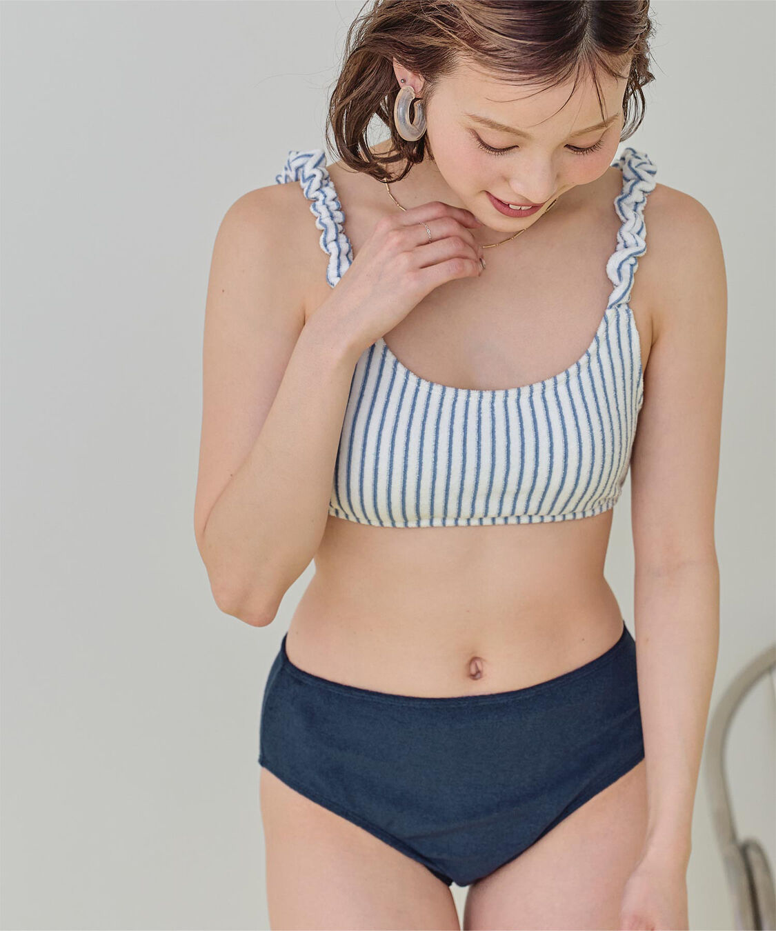 SEA DRESS「ﾊﾟｲﾙ地ｼｮﾙﾀﾞｰｷﾞｬｻﾞｰﾋﾞｷﾆ/水着」|ビキニ|