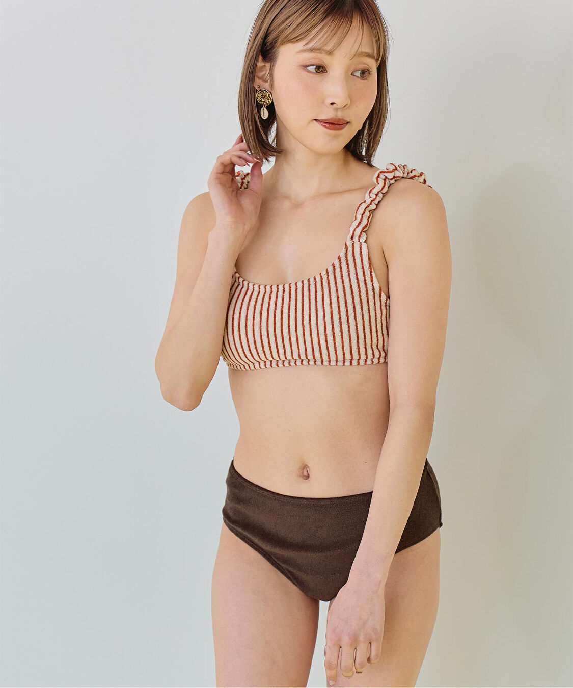 SEA DRESS「ﾊﾟｲﾙ地ｼｮﾙﾀﾞｰｷﾞｬｻﾞｰﾋﾞｷﾆ/水着」|ビキニ|