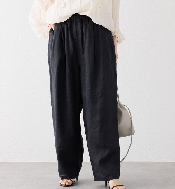  「ラミーウエストゴムイージーパンツ」|その他|ブラック