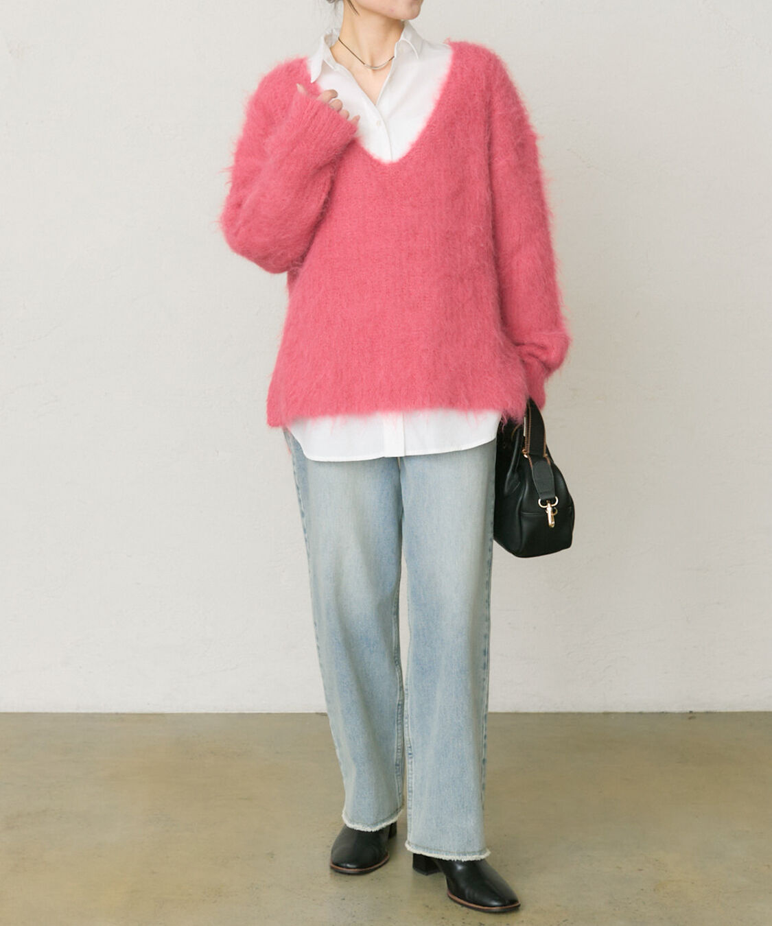  「起毛Vネックニットプルオーバー」|ニット・セーター|