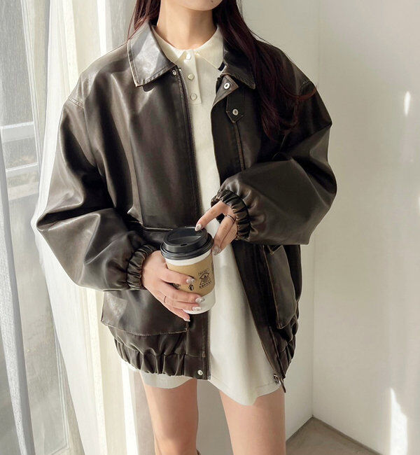  「フェイクレザージャケット」|ダウンベスト・ベスト|