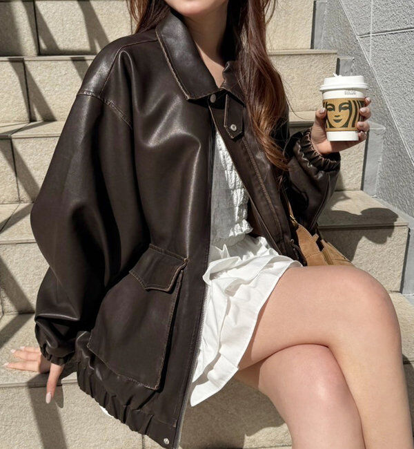  「フェイクレザージャケット」|ダウンベスト・ベスト|