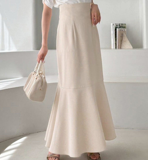  「【マイナス5キロ見え】後ろレースアップマーメイドスカート」|スカート|アイボリー