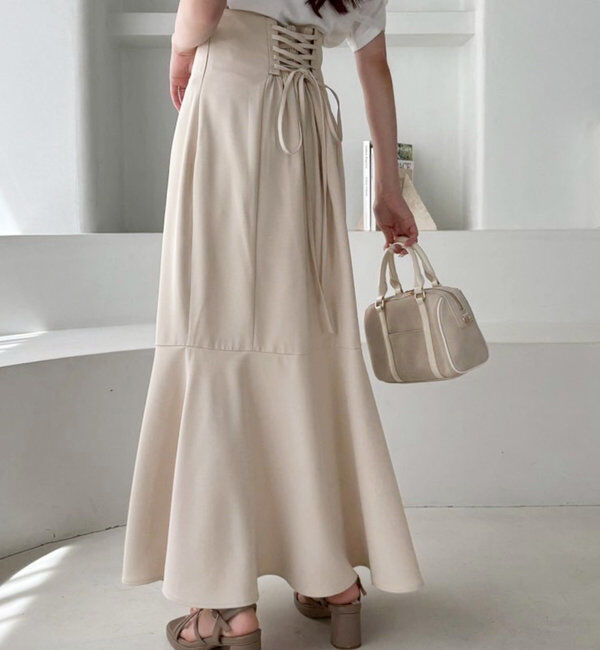  「【マイナス5キロ見え】後ろレースアップマーメイドスカート」|スカート|