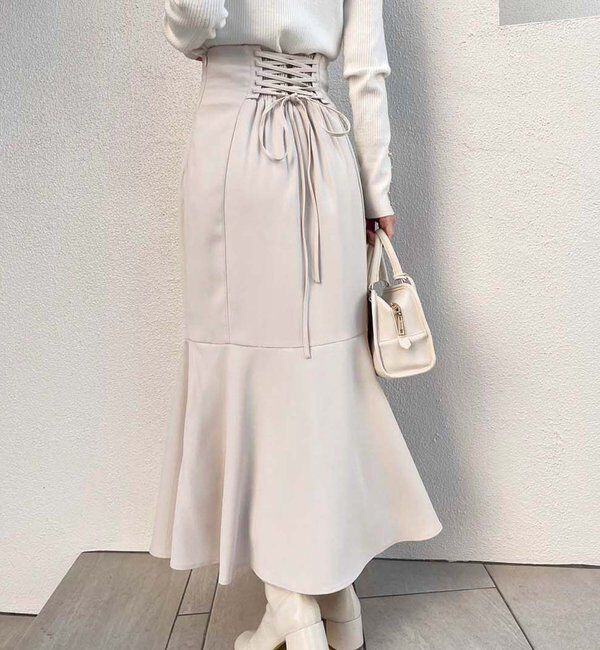  「【マイナス5キロ見え】後ろレースアップマーメイドスカート」|スカート|