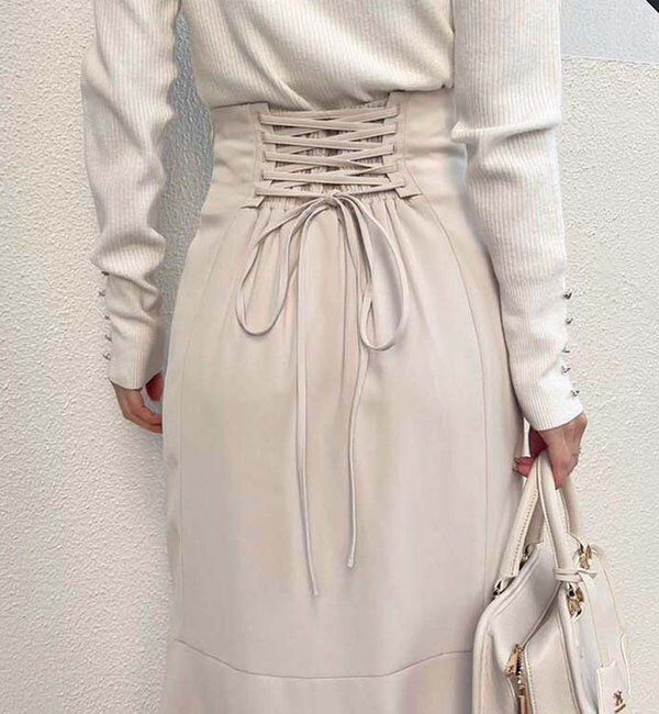  「【マイナス5キロ見え】後ろレースアップマーメイドスカート」|スカート|