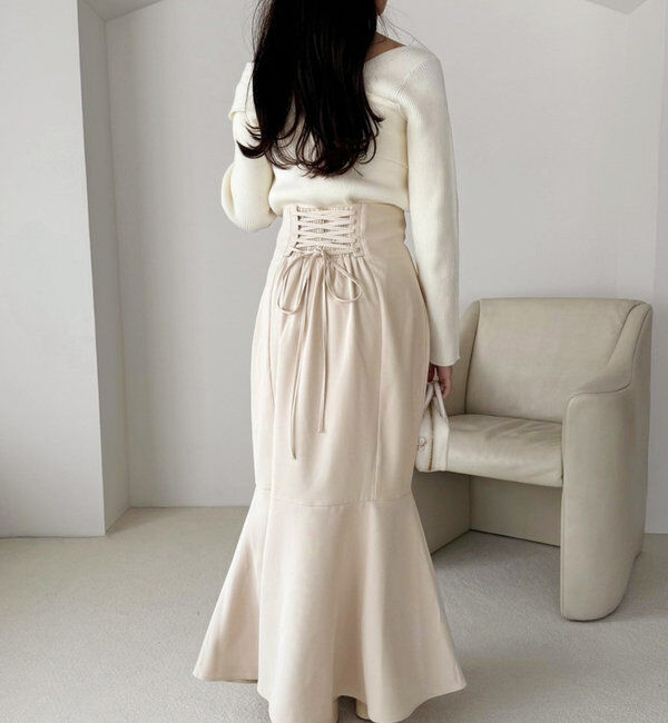  「【マイナス5キロ見え】後ろレースアップマーメイドスカート」|スカート|