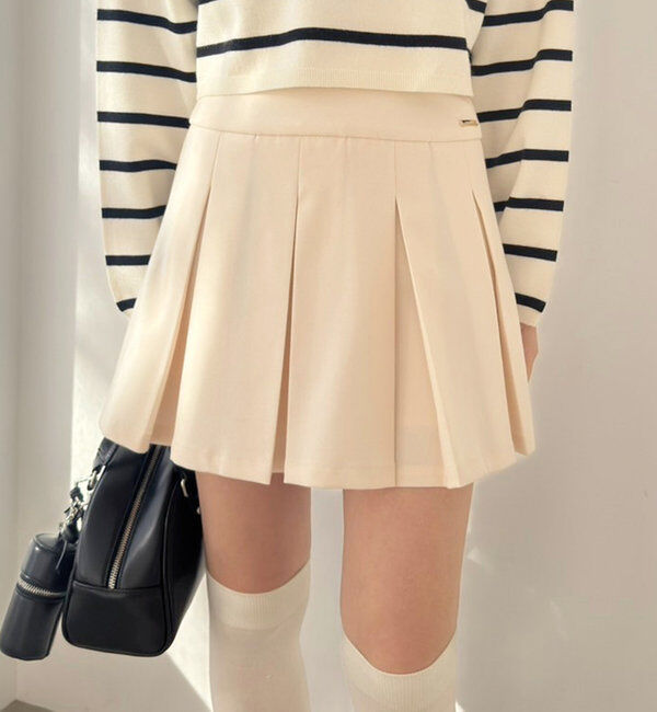  「プレート付プリーツミニスカート」|スカート|