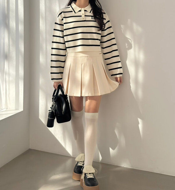  「プレート付プリーツミニスカート」|スカート|