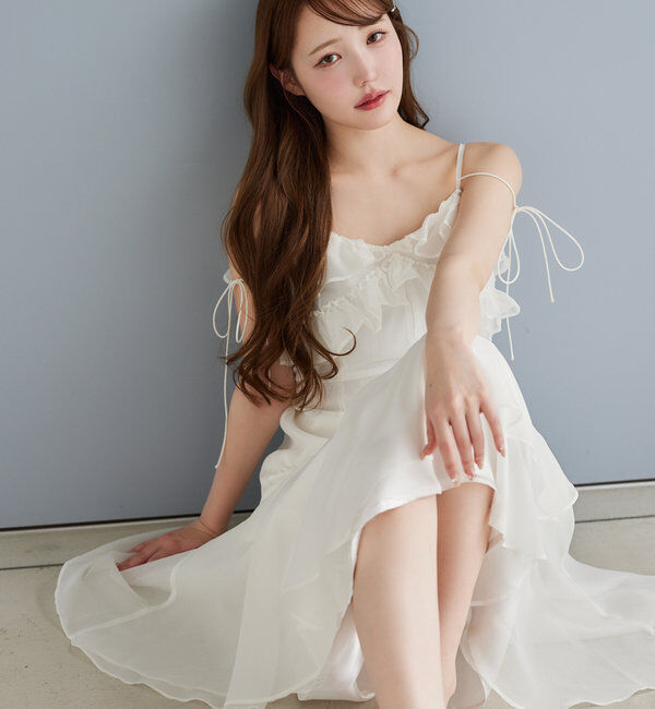  「【Dreamy collection】フリルキャミワンピース」|ワンピース|オフホワイト