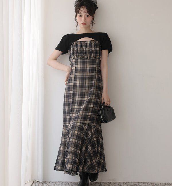  「ニットセットキャミワンピ」|ワンピース|ブラック系その他