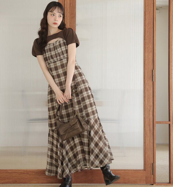  「ニットセットキャミワンピ」|ワンピース|ブラウン系その他