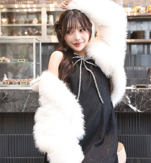  「【Twinkle Collection】ビジューリボンミニワンピ」|ワンピース|