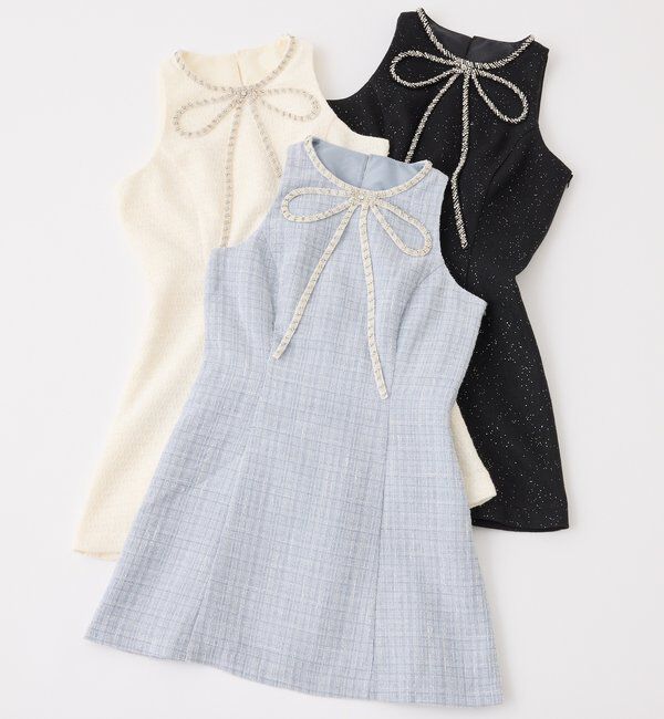  「【Twinkle Collection】ビジューリボンミニワンピ」|ワンピース|