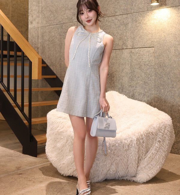  「【Twinkle Collection】ビジューリボンミニワンピ」|ワンピース|