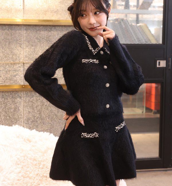  「【Twinkle Collection】ビジュー付フェザーニットセットアップ」|ワンピース|