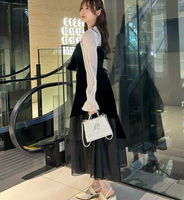  「【Occasion Collection】ベロアリボン異素材ワンピース」|ワンピース|