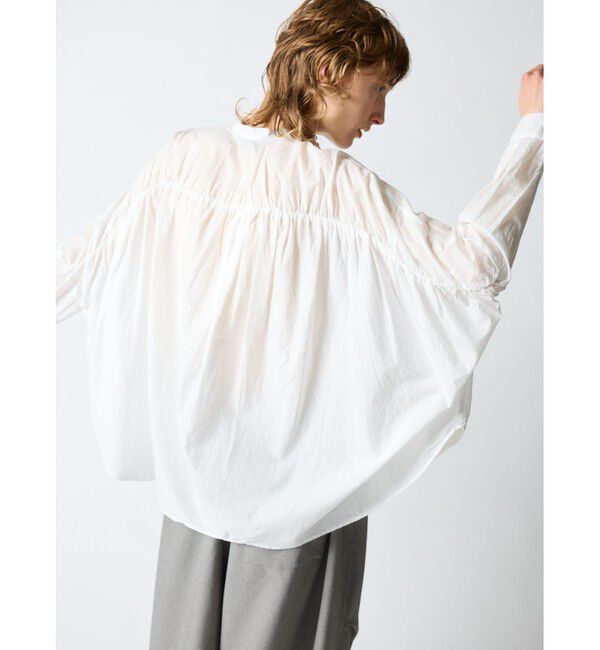 mizuiro ind「mizuiro ind バックギャザーワイドシャツ」|シャツ・ブラウス|