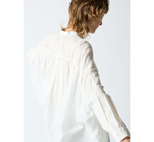 mizuiro ind「mizuiro ind バックギャザーワイドシャツ」|シャツ・ブラウス|