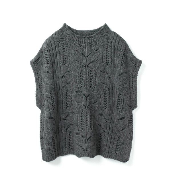 mizuiro ind「mizuiro ind シアーケーブル柄ベスト」|ベスト・ジレ|チャコールグレー