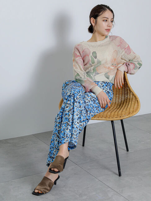 Te chichi「【Atelier Bloom】フラワープリントイージーパンツ」|その他|ブルー