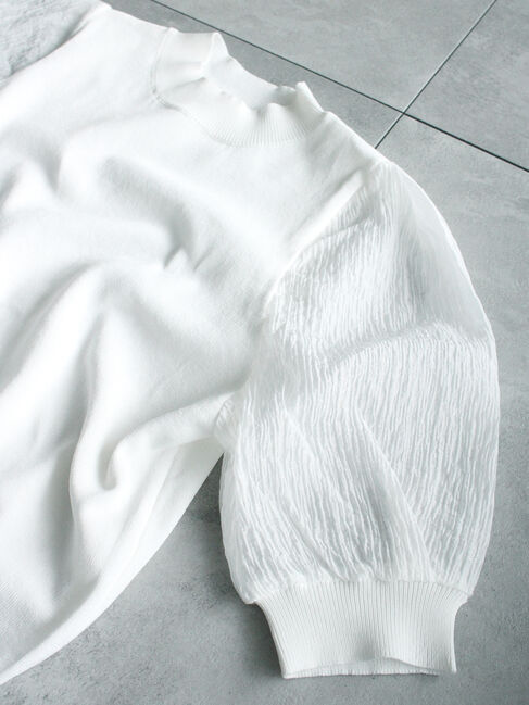 Te chichi「幾何柄オーガンジースリーブニット」|ニット・セーター|オフホワイト