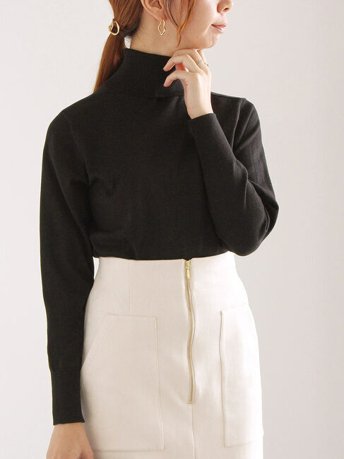 Te chichi「リブタートルネックプルオーバー」|ニット・セーター|ブラック