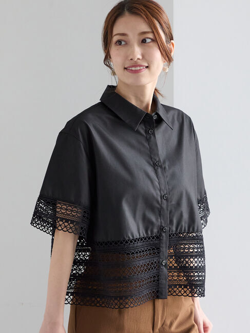 Te chichi「レース切替クロップトシャツ」|シャツ・ブラウス|