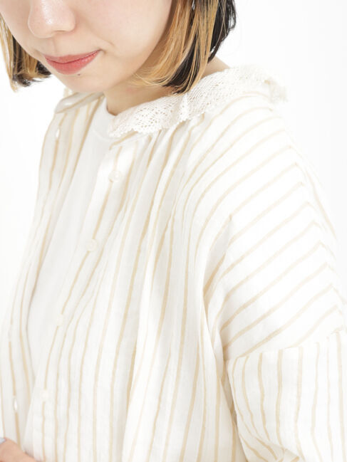 Samansa Mos2「柄アソートレース襟チュニック」|シャツ・ブラウス|