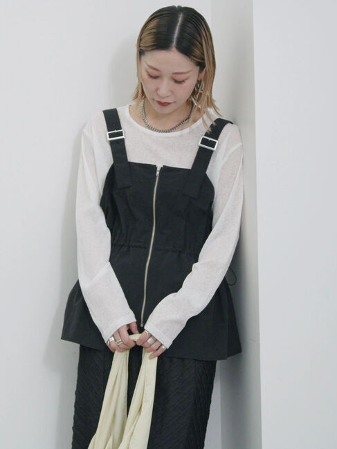 Samansa Mos2 blue「フロントジップドロストビスチェ」|シャツ・ブラウス|