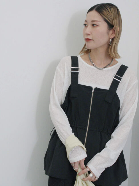 Samansa Mos2 blue「フロントジップドロストビスチェ」|シャツ・ブラウス|