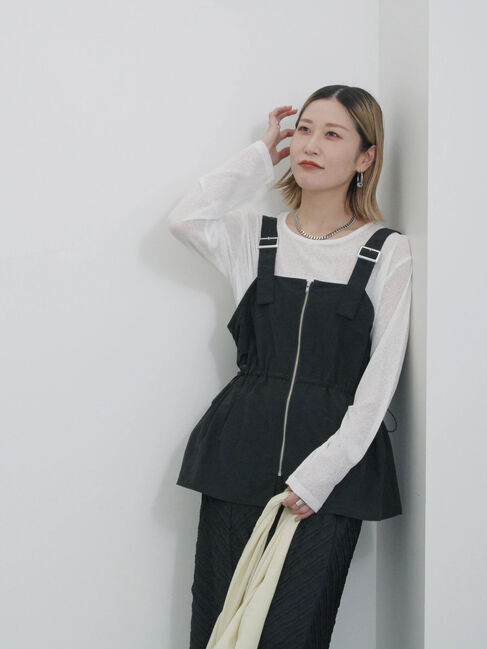 Samansa Mos2 blue「フロントジップドロストビスチェ」|シャツ・ブラウス|