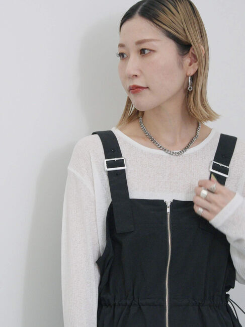 Samansa Mos2 blue「フロントジップドロストビスチェ」|シャツ・ブラウス|