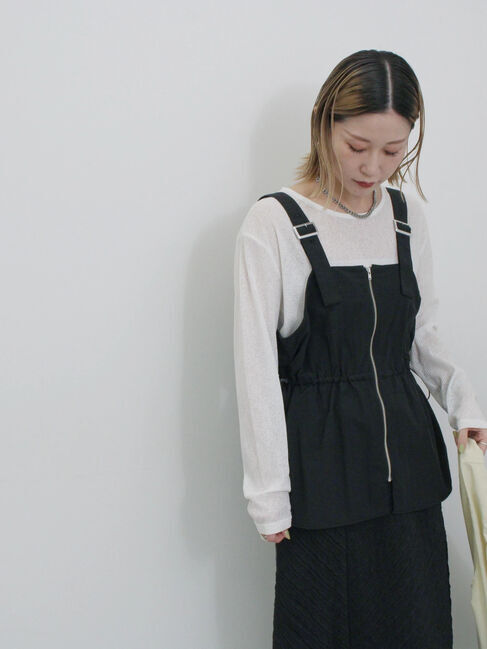 Samansa Mos2 blue「フロントジップドロストビスチェ」|シャツ・ブラウス|