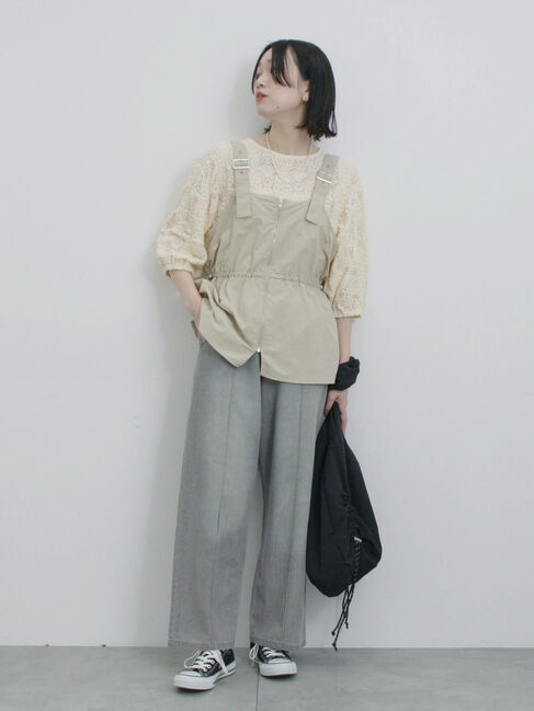 Samansa Mos2 blue「フロントジップドロストビスチェ」|シャツ・ブラウス|